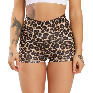 Women's Leopard Print Yoga Shorts