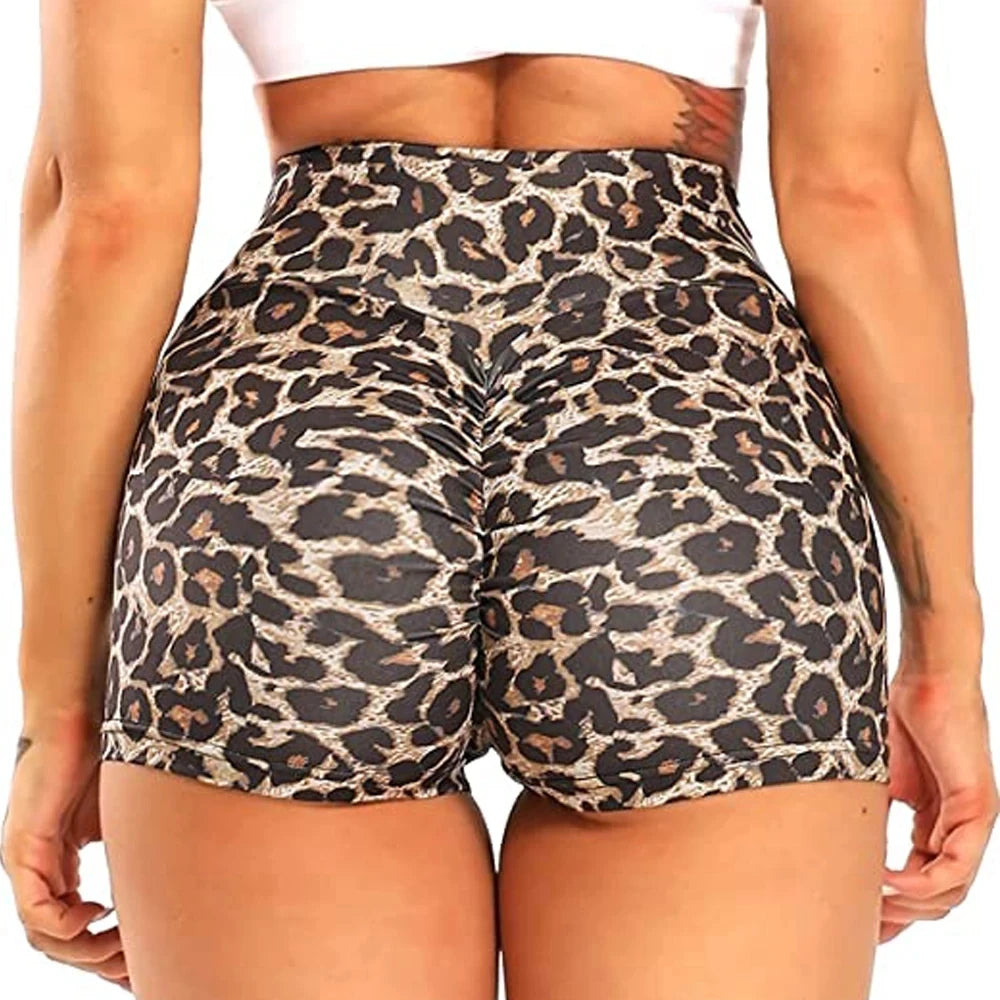 Women's Leopard Print Yoga Shorts