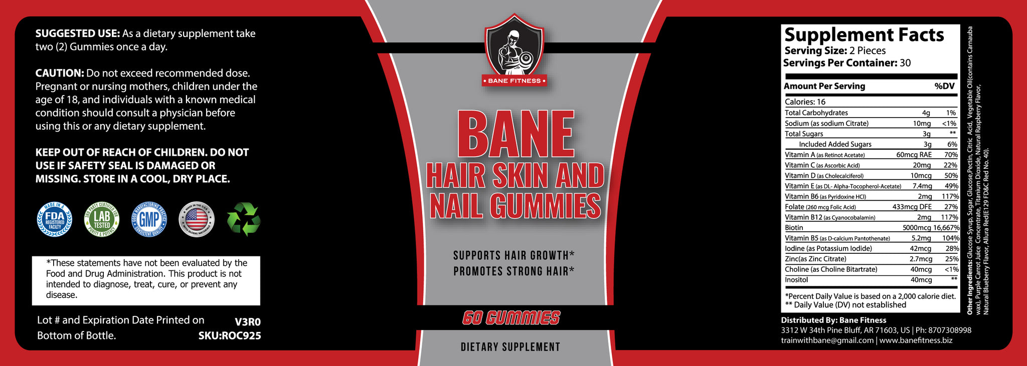 Bane Fitness Hair Skin and Nail Gummies